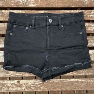 American Eagle Hi-Rise Black Jean Stretch Shortie - Size 10